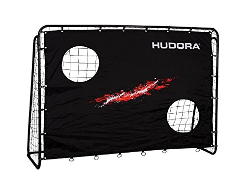 HUDORA Fussballtor Trainer - Fussballtor mit Torwand - Training für Kinder und Jugendliche - Fussball Tor 213 x 152 x 76 cm für Garten Outdoor - Schwarz - 76923
