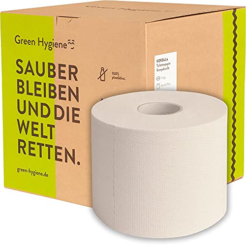 Green Hygiene KORDULA - Toilettenpapier, 3-lagig, 400 Blatt, 36 Rollen - 100% CO2-neutral - 100% plastikfrei - 100% recycelt