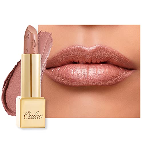 OULAC Lippenstift Metallic Glanz Finish, Kein Körniges Gefühl Lipstick mit Langanhaltend Feuchtigkeitsspendende und Wasserdicht, 4.3g Pure Envy(07)