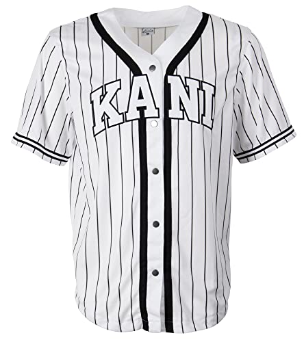 Karl Kani Serif Pinstripe Baseball Shirt Herren Hemd weiß L