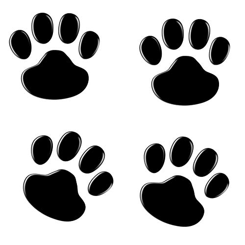 NewL 4PCS Schwarz 3D Chrom Hundepfote Footprint Aufkleber Aufkleber Auto Auto Emblem Aufkleber Dekoration (Schwarz)