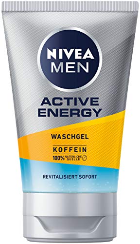 NIVEA MEN Active Energy Waschgel (100 ml), Reinigungsgel mit Koffein aus 100% natürlicher Quelle, erfrischende und gründliche Gesichtsreinigung