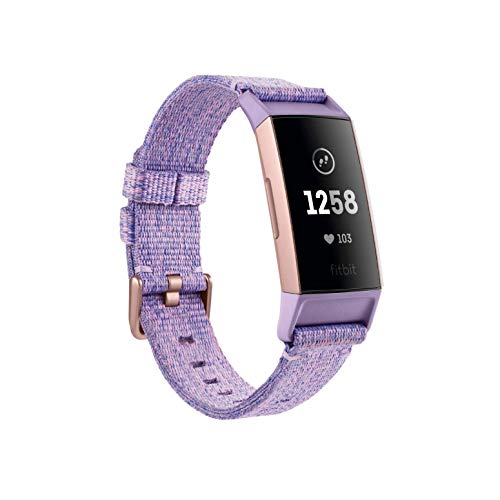 Fitbit Charge 3 Special Edition mit NFC. Der Innovative Gesundheits-und Fitness-Tracker, Lavendel Gewebe/Aluminium-Roségold (inkl. Ersatzarmband in schwarz), Einheitsgröße