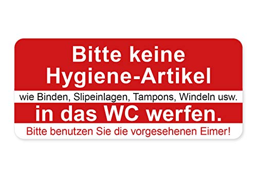 Aufkleber Bitte Keine Hygiene-Artikel in das WC werfen Hinweis Kloh Schild Sticker Wetterfest und UV-Beständig