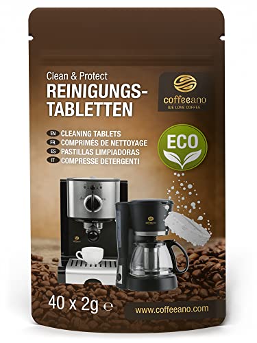 Coffeeano 40 Reinigungstabletten für Kaffeevollautomaten und Kaffeemaschinen Clean&Protect. Reinigungstabs kompatibel mit Jura, Siemens, Krups, Bosch, Miele, Melitta, WMF uvm.