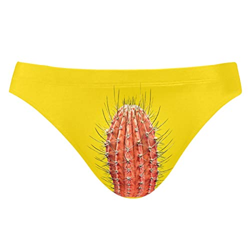 ZZKKO Sexy Badehose, gelb, lustiger Kaktus, Strand-Bikini für Herren, Schwimmunterwäsche, Sport Gr. L/XL, Mehrfarbig