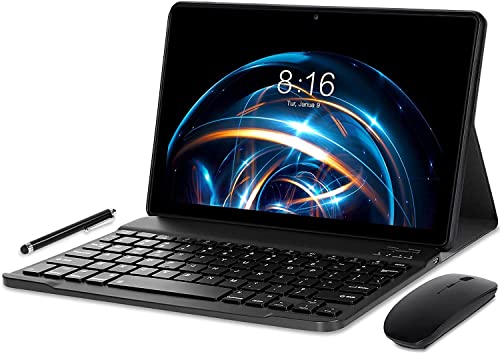 Tablet 10 Zoll YUMKEM Android 10 Tablet PC mit 1.8 GHz Octa-Core Prozessor 4GB RAM+64GB ROM (SD/TF 128 GB),1280 * 800HD IPS 2+5 MP Kamera, 6800 mAh Akku, WiFi, Bluetooth, Typ C - Dunkelgrau