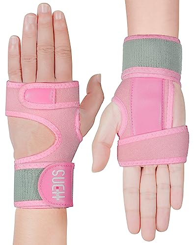 SUEH DESIGN Handgelenkstütze, 1-Paar Handgelenkschiene für linke rechte Hand, für Sehnenentzündung, Arthritis und Schmerzlinderung, Verstellbare Handgelenkbandage, Rosa