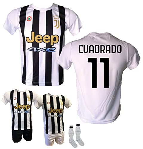 Sportbaer Trikot Fußball Bianconera Cuadrado 11 Saison 2021/2022 Autorisierte Replik Größe für Kinder und Erwachsene. Wählen Sie aus, wenn Sie schwarze oder weiße Shorts und Stutzen hinzufügen