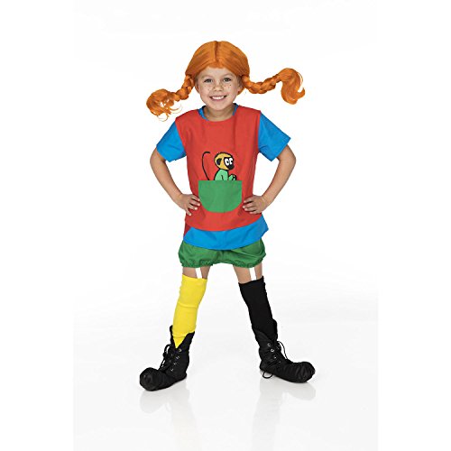 Pippi Langstrumpf Kostüm für Mädchen – Karneval Kostüm für Kinder, Faschingskostüme, Kinderkostüme, Halloween Kostüm – Kinderkleid für Kinder von 2 bis 4 Jahre