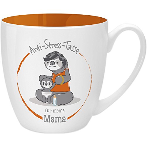 Gruss & Co 45503 Anti-Stress Tasse für Mama, 45 cl, Geschenk, New Bone China, Orange, 9.5 cm, 1 Stück (1er Pack)