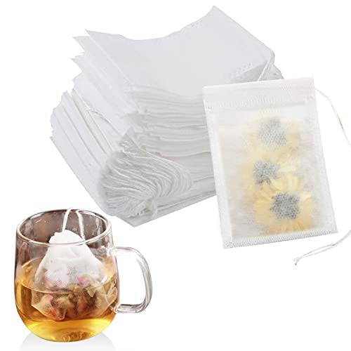 Newaner 600 Stück Teefilter Papier für Losen Tee, 7 X 9cm Teebeutel für Losen Tee Einweg mit Kordelzug?Tee Filter?Tea Bags für Duftender Tee, Gewürze,Vanille, Lavendel, Kaffee