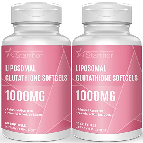 Liposomales Glutathion Weichkapseln 2 Pack, hochwirksames Glutathion-Ergänzungsmittel 1000mg pro Portion, 120 Kapseln