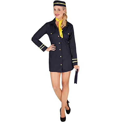 dressforfun Frauenkostüm Stewardess | Uniform inkl. Stewardessen-Hut und passendem Halstuch (XXL | Nr. 301413)