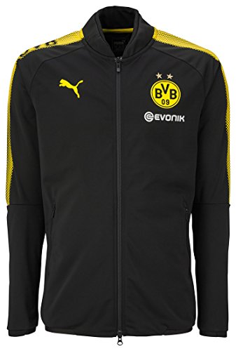 PUMA Herren BVB Poly Jacket Sponsor Logo 2 Side Pockets with z Jacke, Black-Cyber Yellow, S