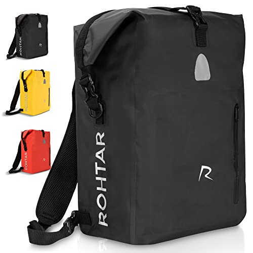 ROHTAR Fahrradtasche - Gepäckträger Tasche & Fahrrad Rucksack Wasserdicht - Gepäckträgertasche zum Umhängen - 25L Schwarz
