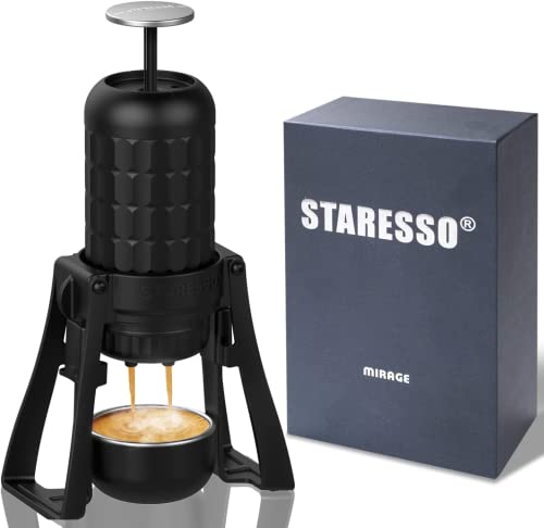 STARESSO Tragbare Espressomaschine Kaffeemaschine Manuelle Kaffeemaschine mit Abnehmbarem Ständer für Camping, Zuhause (PRO)