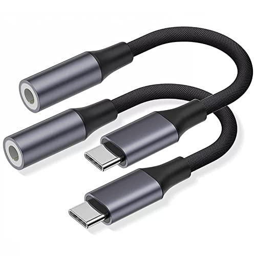 USB C auf 3,5 mm Klinke Adapter (2 Stück), USB Typ C zu Kopfhörer Adapter Aux Audio Kopfhöreranschluss Adapter Kompatibel mit Samsung Galaxy S22 S21 S20 Note20, Xiaomi, Huawei, Pixel, OnePlus