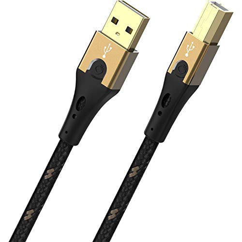 Oehlbach Primus USB-Kabel Typ B 2.0 - State of The Art - High Speed 480 Mb/s hochflexibel Metallstecker HPOCC 3-Fach Schirmung - Drucker, Scanner, Audio Verstärker - schwarz/Gold - 1m