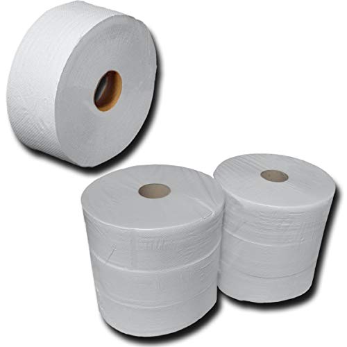6 Jumbo Toilettenpapier 2 lagig, Jumbo Klopapierrollen, Recycling-Klopapier, Toilettenpapier-Recycling, 25cm x 300m