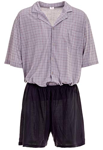 Herren Shorty T- Shirt Pyjama mit kurzer Hose Größe M-5XL, Farbe:Grau, Größe:XL