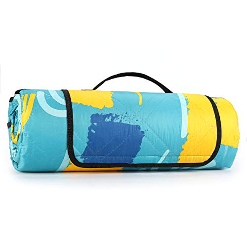 Sekey Maschinenwaschbare Picknickdecke 200x200 cm Wasserdicht Campingdecke Wärmeisolierend Stranddecke aus DREI Lagen mit Alu-Folie als Unterseite