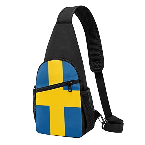 485 Frauen Herren Umhängetasche Schwedische Flagge Rucksack Schultertasche Mehrzweck Brusttasche Dauerhaft Sling Bag Für Fahrrad Camping Reise