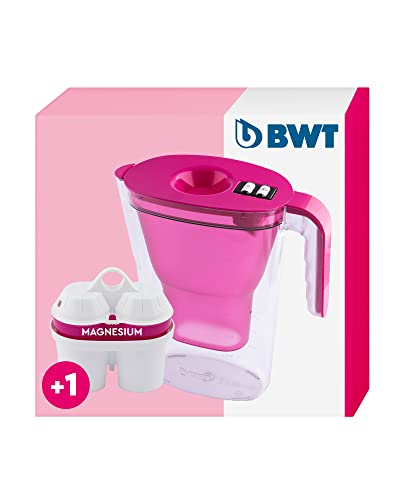 BWT Wasserfilter Vida Rosa 2,6L | Filter mit 1 Magnesium Filterkartusche | Wasserfilter Trinkwasser | Für Speisen & Getränke | Filtert Kalk, Chlor, Blei & Kupfer