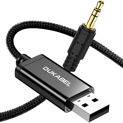 DuKabel USB Klinkenkabel USB A Stecker auf 3.5mm TRS Stecker Audio Aux Kabel mit DAC-Chip für Lautsprecher, Kopfhörer, Home Stereo, PC, Laptop, PS4, PS5-1.2 Meter