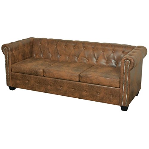 vidaXL Chesterfield Sofa 3 Sitzer Vintage Lounge Ledersofa Couch Sofagarnitur