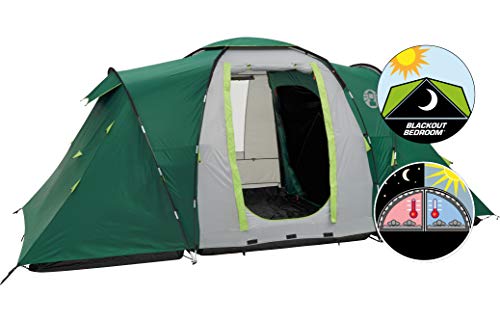 Coleman Spruce Falls 4 Zelt, 4 Personen Kuppelzelt mit nachtschwarzer Schlafkabine, 4 Mann Familienzelt, wasserdicht WS 4.500 mm, einheitsgröße, grün/grau