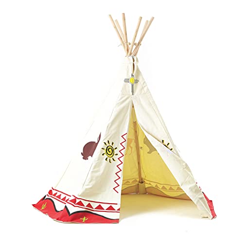 Tipi Spielzelt für Kinder Wigwam Spiel-Zelt Indianerzelt Indianer, Holzstangen und Baumwolle, Garden Games 3025