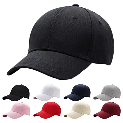 Baseball Cap Herren Damen，Unisex Kappe Verstellbar Reine Farbe Baseboard Baseballkappe Mütze，schwarz
