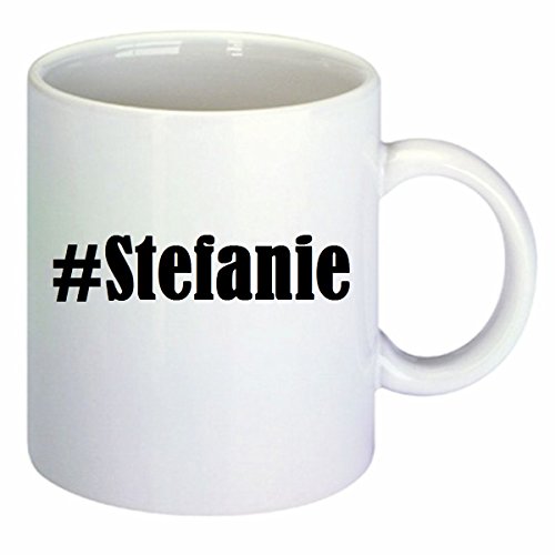 Kaffeetasse #Stefanie Hashtag Raute Keramik Höhe 9,5cm ? 8cm in Weiß