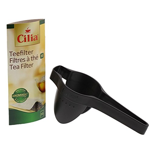 Cilia Teefilter-Set, Teefilter-Halter inklusive 10 Teefilter, Kunststoff, Schwarz, 136315