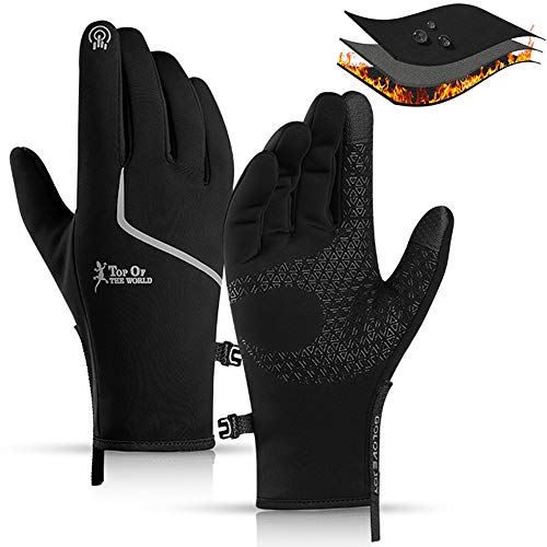 CXW Winter Fahrradhandschuhe Wasserdichter Touchscreen Warme Fahrrad Handschuhe für Männer & Frauen (Schwarz & Silber, M)