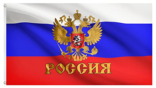 Blackshirt Company Russland Fahne Russische National Länder Flagge mit Ösen 150 x 90 cm Farbe Mehrfarbig
