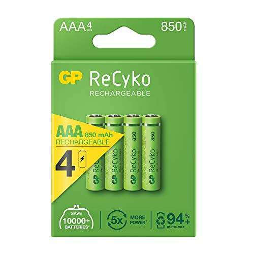 GP ReCyko Wiederaufladbare 4 x 850mAh AAA Batterien Vorgeladen Wiederaufladbare Batterien 850mAh