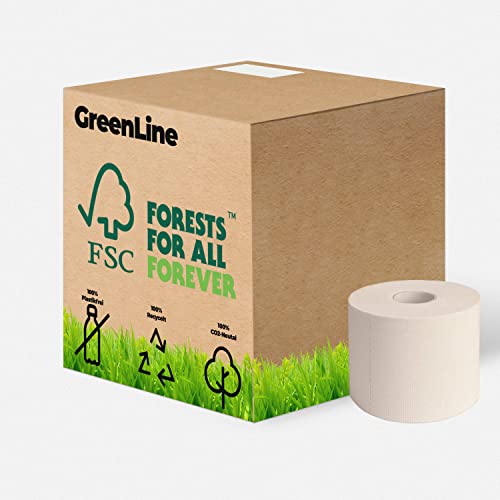Toilettenpapier 3-lagig GreenLine | 36 Rollen a 400 Blatt Hochweiß | plastikfrei, 100% Recycling, hautfreundlich & umweltfreundlich