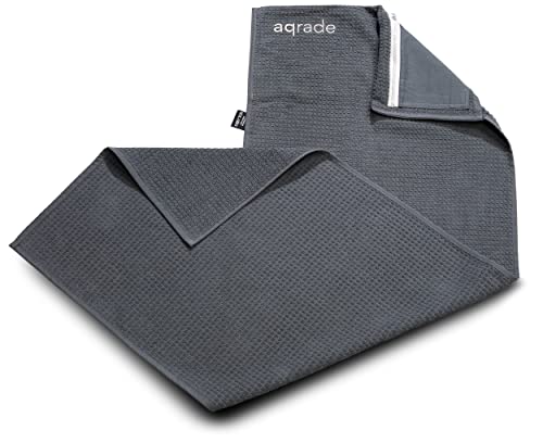 aqrade Sporthandtuch I Fitness Handtuch mit Tasche & Fixierung I 125x50cm I Gym Handtuch aus 100% Baumwolle I Graphit I XXL