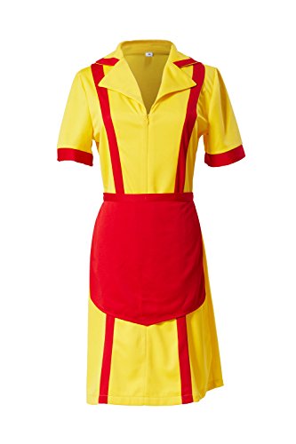 Manfis 2 Broke Girls Kostüm Kellnerin Kleid Midi Gelb XL