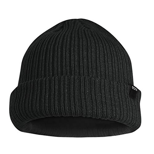 Amazon Brand - Eono Wintermütze Strickmütze Unisex-Mütze Warme Beanie Winter Mütze Weiche Cuffed Plain Hat für Damen und Herren (Schwarz)