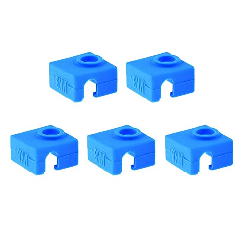 SOOWAY 3D Drucker Heizung Block Silikon Abdeckung MK7 / MK8 / MK9 Hotend Kompatibel mit CR-10,10 S, S4, S5, Ender 3, ANET A8 (5 x Blau Abdeckung)