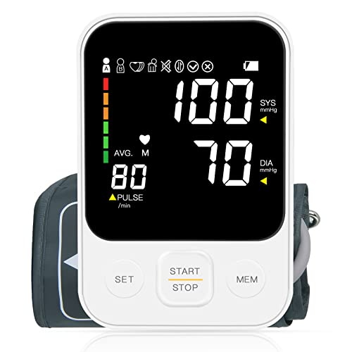 PANACARE Oberarm Blutdruckmessgeräte, Vollautomatisch Blutdruckmonitor 3.5''Großes Display mit Hintergrundbeleuchtung/Arrhythmie/Large Manschette 22-40cm/ 2 Users, Digital Blutdruckmessgerät