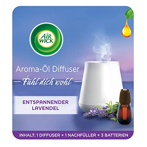 Air Wick Aroma-Öl Diffuser – Starter Set mit Diffuser und Duft-Flakon – Batteriebetrieben – Duft: Entspannender Lavendel – 1 x 20 ml ätherisches Öl + Diffuser