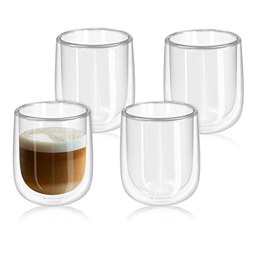 Navaris 4x doppelwandige Gläser 450ml - Thermogläser für Cappuccino Latte Macchiato Tee Wasser Cola Cocktails - 4er Set Kaffeegläser Borosilikat