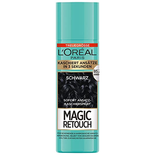 L'Oréal Paris Ansatz-Kaschierspray für stufenlose und natürliche Übergänge, Kaschiert Ansätze bis zur nächsten Haarwäsche, Magic Retouch, Schwarz, 1 x 90 ml