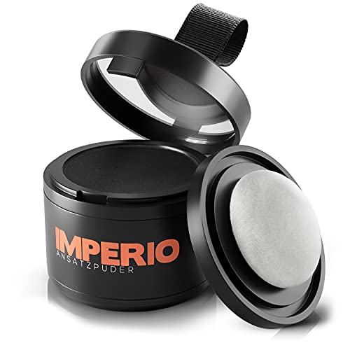 IMPERIO Ansatzpuder - Haar Concealer zur Haarverdichtung für Frauen und Männer, wasserfestes Haar Make-up zum Ansatz kaschieren - 4g (Schwarz)