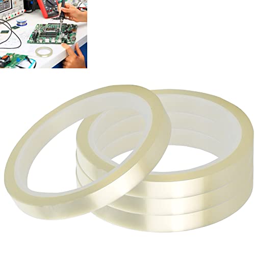 ZACUDA 4 Rollen Hitzebeständiges Isolierband Transparentes Klebeband Polyimid Wärmeübertragung Klebeband für Elektronik, PCB-Druck, Halbleiterfertigung, 3D-Drucker (10mm*33m)