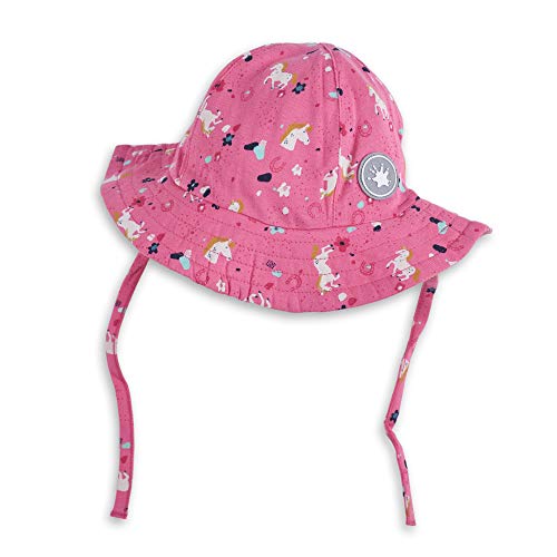 Sigikid Baby-Mädchen Sonnen-Hut aus Bio-Baumwolle für Kinder Sonnenhut, Pink/Pferde, 38 cm